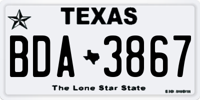 TX license plate BDA3867