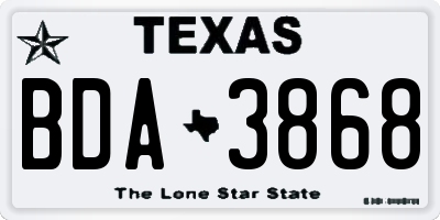 TX license plate BDA3868