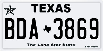 TX license plate BDA3869