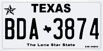TX license plate BDA3874