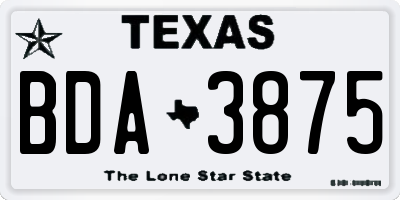TX license plate BDA3875