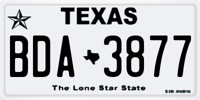 TX license plate BDA3877