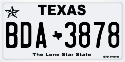 TX license plate BDA3878