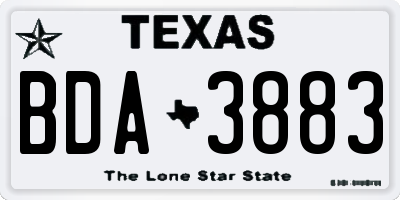 TX license plate BDA3883
