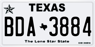 TX license plate BDA3884