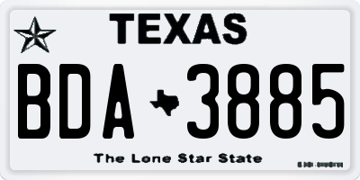 TX license plate BDA3885