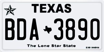TX license plate BDA3890