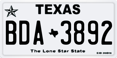 TX license plate BDA3892