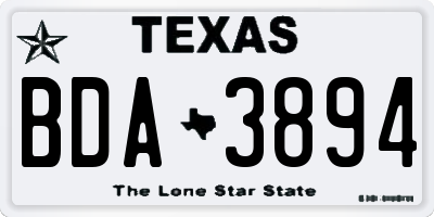 TX license plate BDA3894