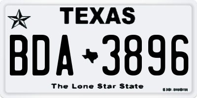 TX license plate BDA3896