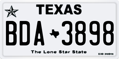 TX license plate BDA3898