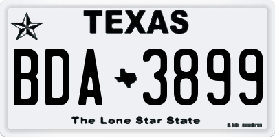 TX license plate BDA3899