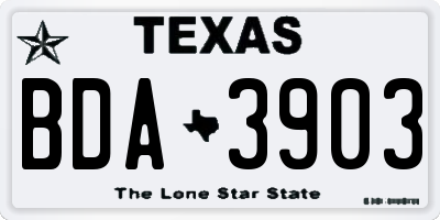 TX license plate BDA3903