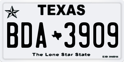 TX license plate BDA3909