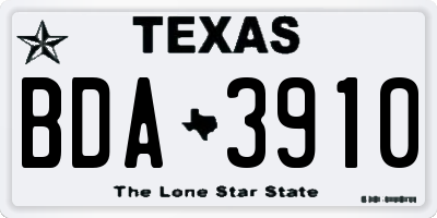 TX license plate BDA3910