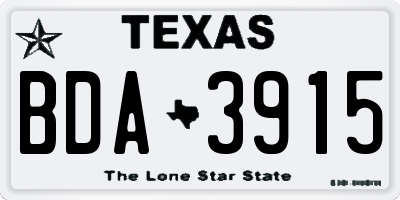 TX license plate BDA3915