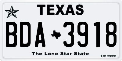 TX license plate BDA3918