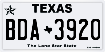 TX license plate BDA3920