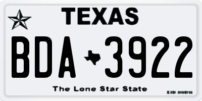 TX license plate BDA3922