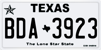 TX license plate BDA3923
