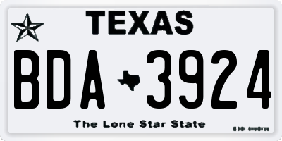 TX license plate BDA3924