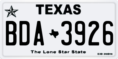 TX license plate BDA3926