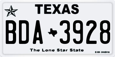 TX license plate BDA3928