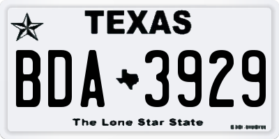 TX license plate BDA3929