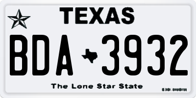 TX license plate BDA3932