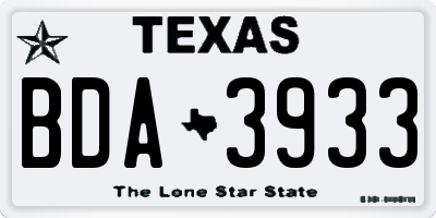 TX license plate BDA3933