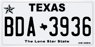 TX license plate BDA3936