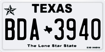 TX license plate BDA3940