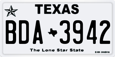 TX license plate BDA3942