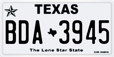 TX license plate BDA3945