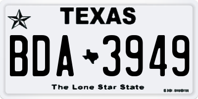 TX license plate BDA3949