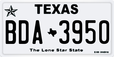 TX license plate BDA3950