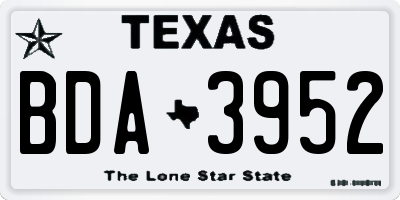 TX license plate BDA3952