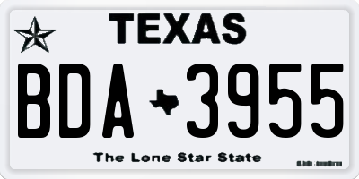 TX license plate BDA3955