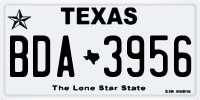 TX license plate BDA3956