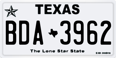 TX license plate BDA3962