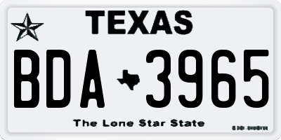 TX license plate BDA3965