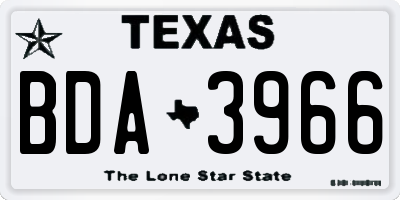 TX license plate BDA3966