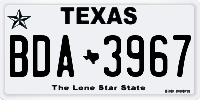 TX license plate BDA3967