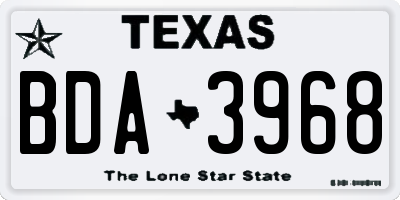 TX license plate BDA3968