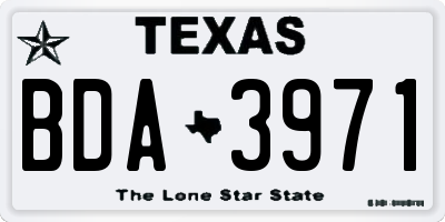 TX license plate BDA3971