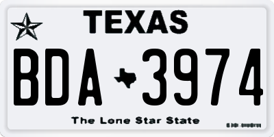 TX license plate BDA3974