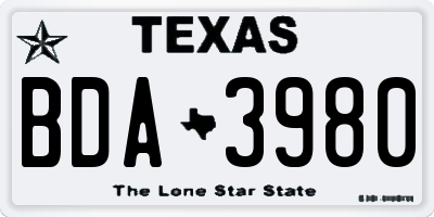 TX license plate BDA3980