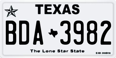 TX license plate BDA3982