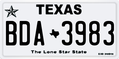 TX license plate BDA3983