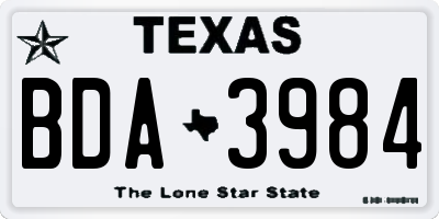 TX license plate BDA3984